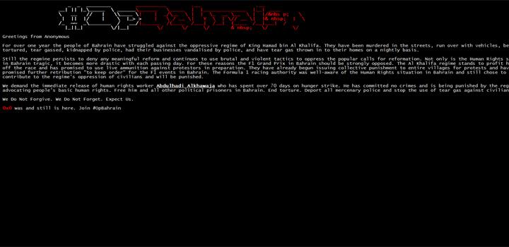Anonymous hackar F1:s hemsida
